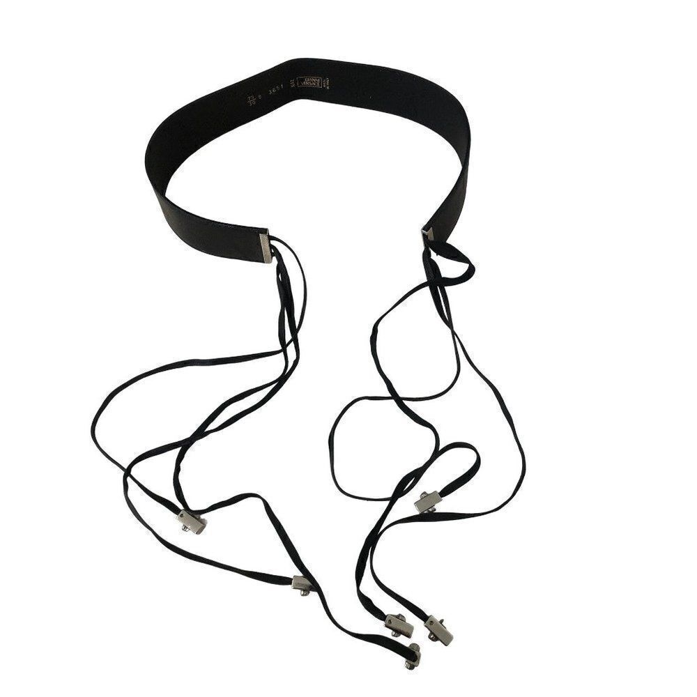 Gianni Versace Black Leather Fringe Belt